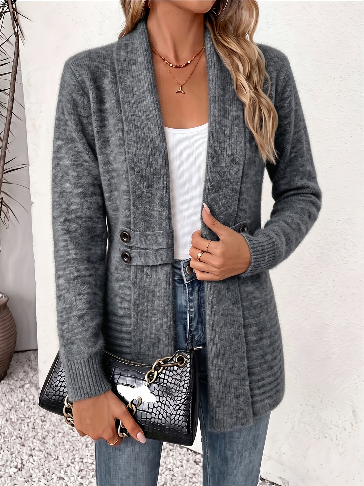 Lisa | Elegant Women's Cardigan - Open Front & Cinched Waist