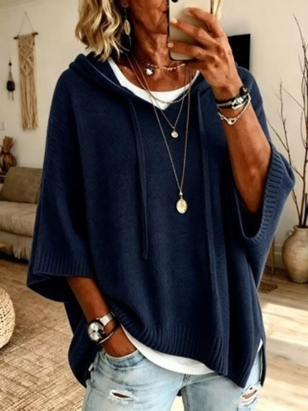 Lily | Casual Hooded Batwing Sleeve Knitted Jumper