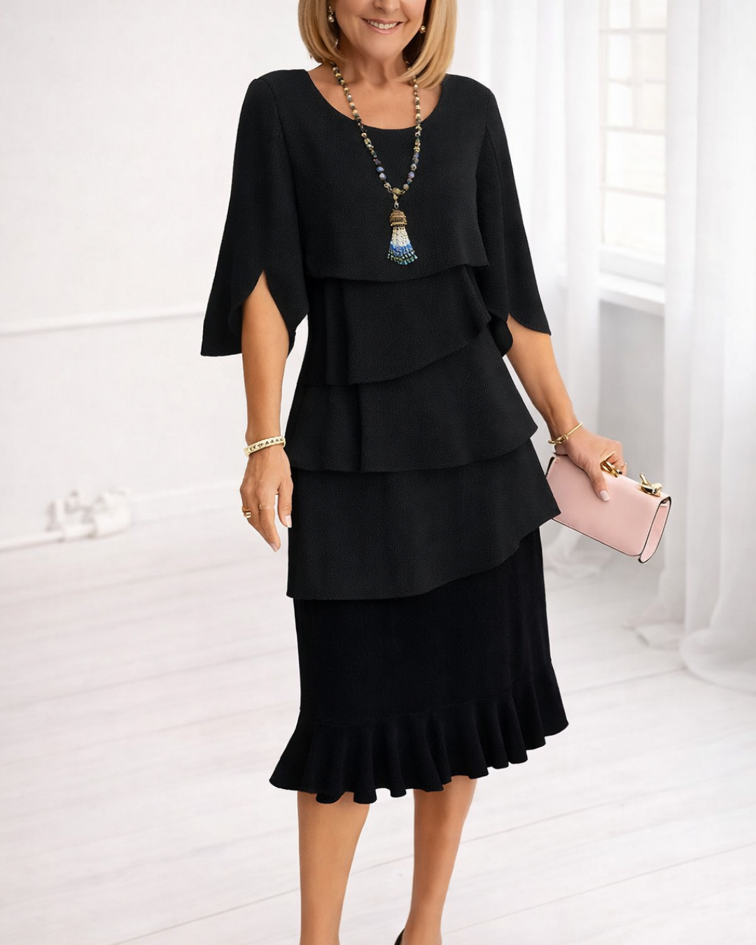 IRIS RUFFLE MIDI DRESS