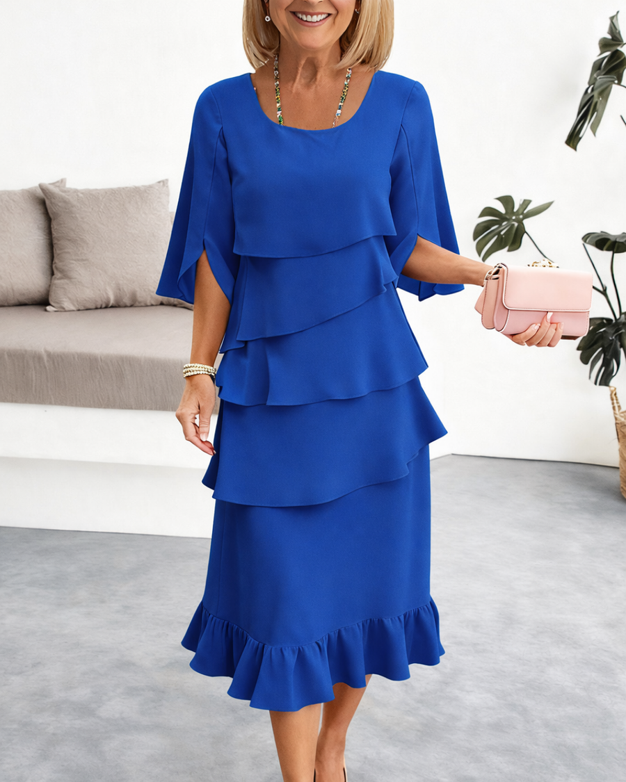 IRIS RUFFLE MIDI DRESS