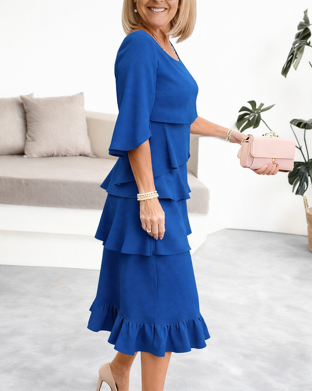 IRIS RUFFLE MIDI DRESS