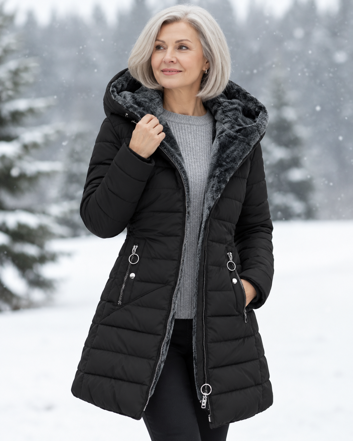Marga™ | Warm Quilted Winter Jacket with Hood