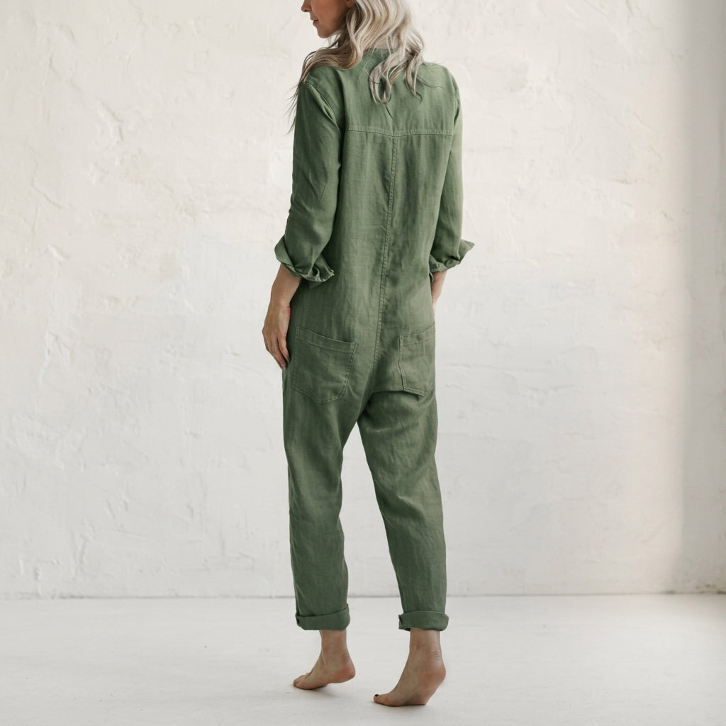 Elvina | Button-Front Linen Jumpsuit