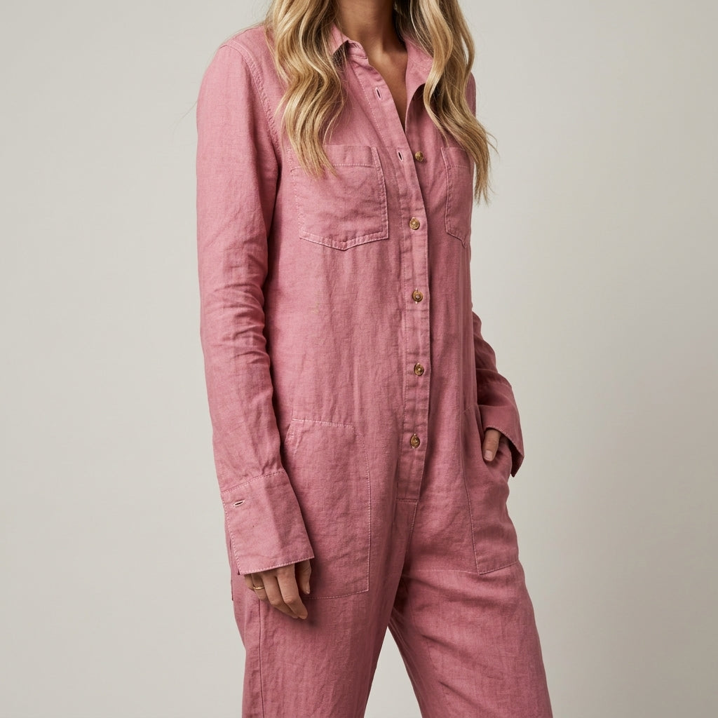 Elvina | Button-Front Linen Jumpsuit