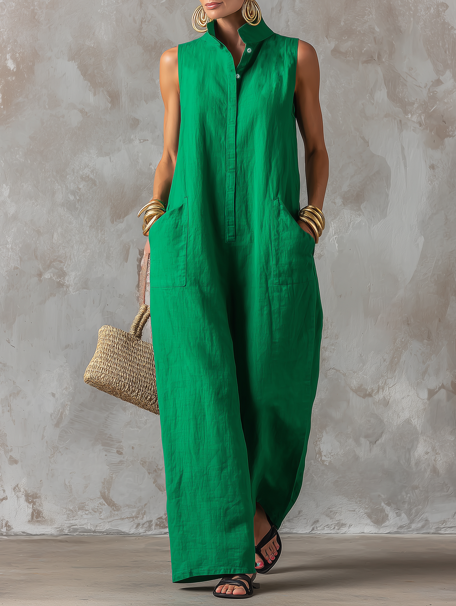 Claire | Minimalist Wide-Leg Linen Jumpsuit