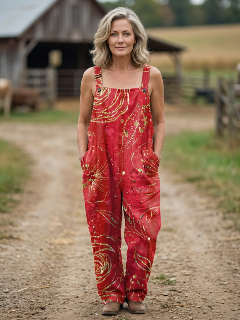 Beatrice | Relaxed Full-Length Jumpsuit in Red