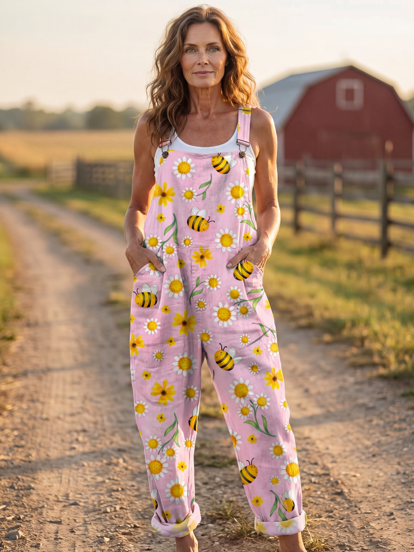 Evangeline | Bloom Day Jumpsuit in Pink Floral Print