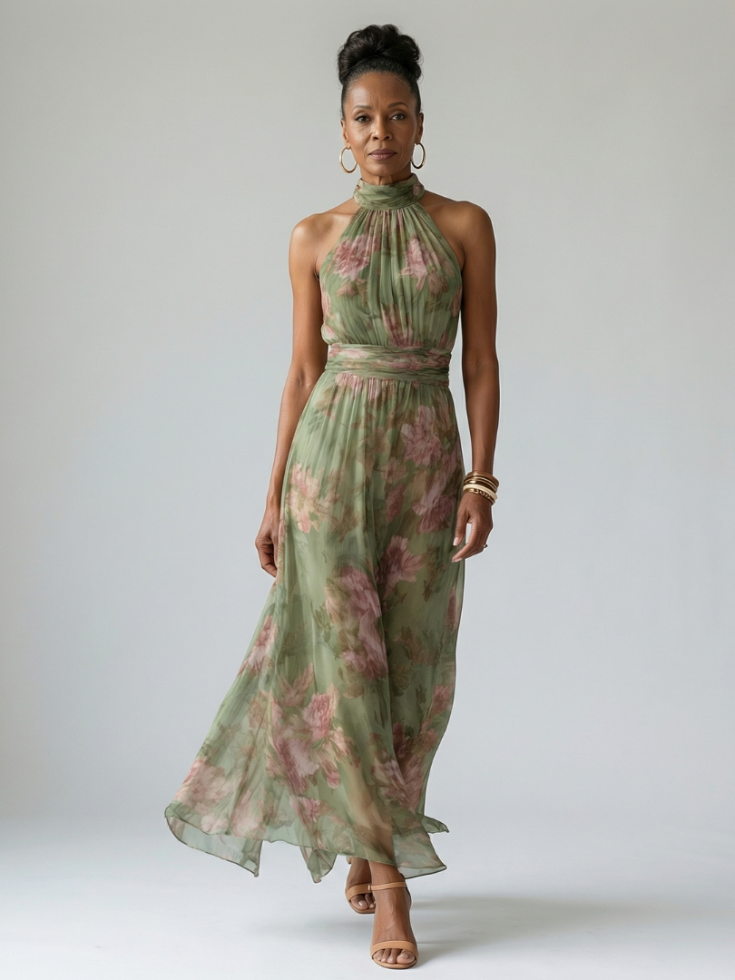 DELILAH HALTER MIDI DRESS