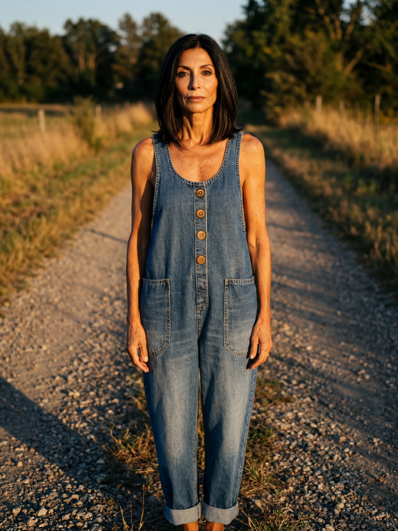 Clementina | Rooster Print Relaxed Wide-Leg Jumpsuit in Navy