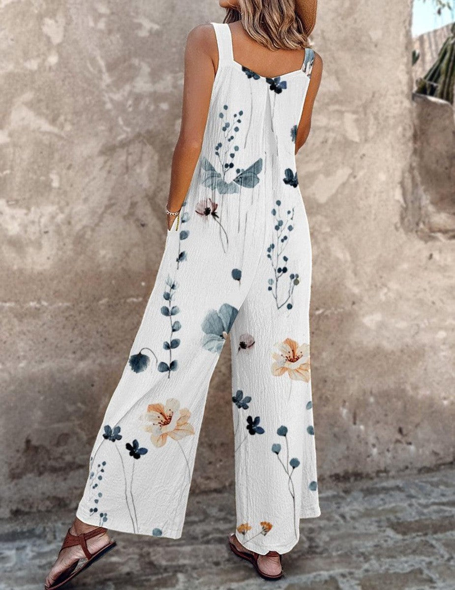 Moreau | Graphic Floral Dungaree Jumpsuit