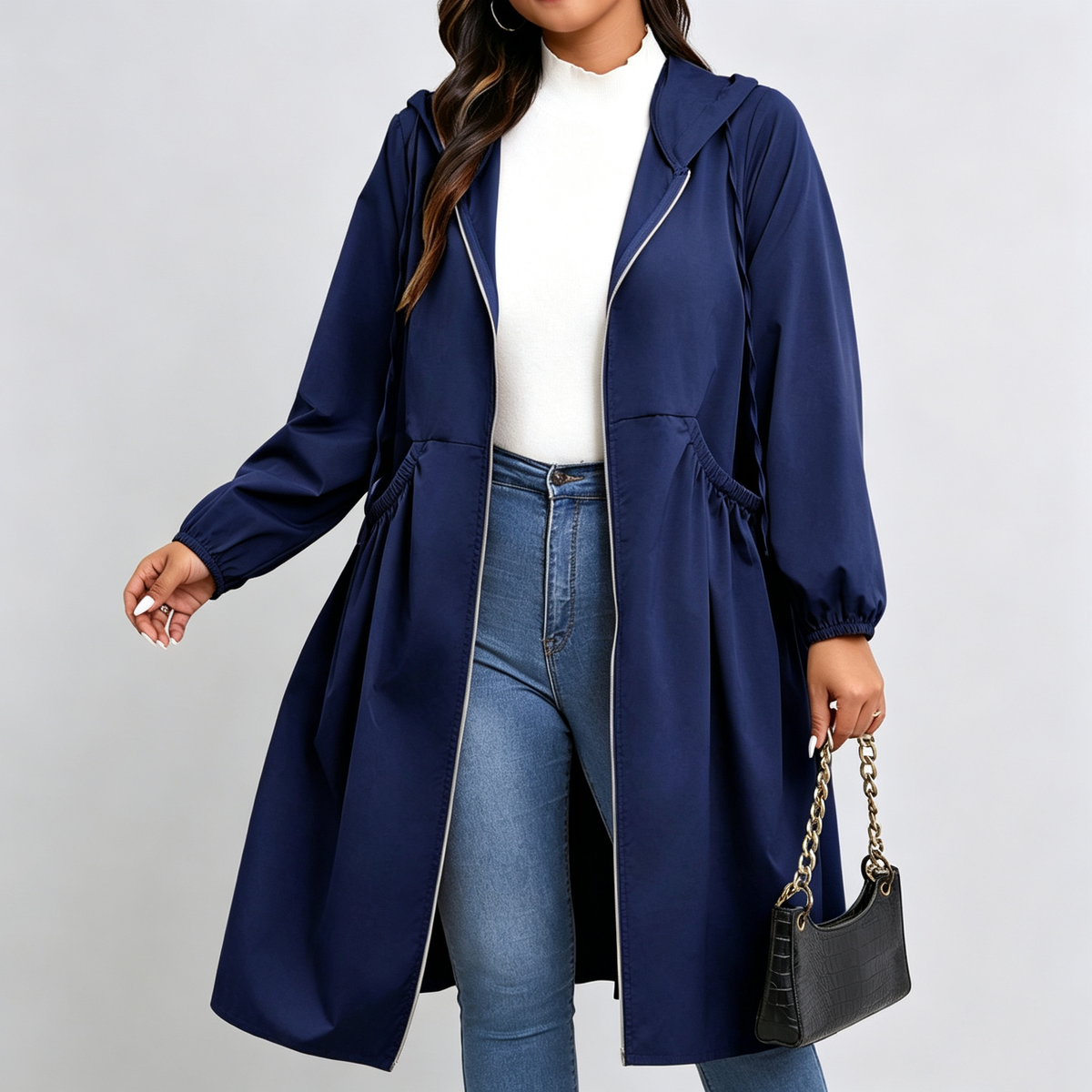 Daisy | Curve-Cinching Hooded Windbreaker Coat