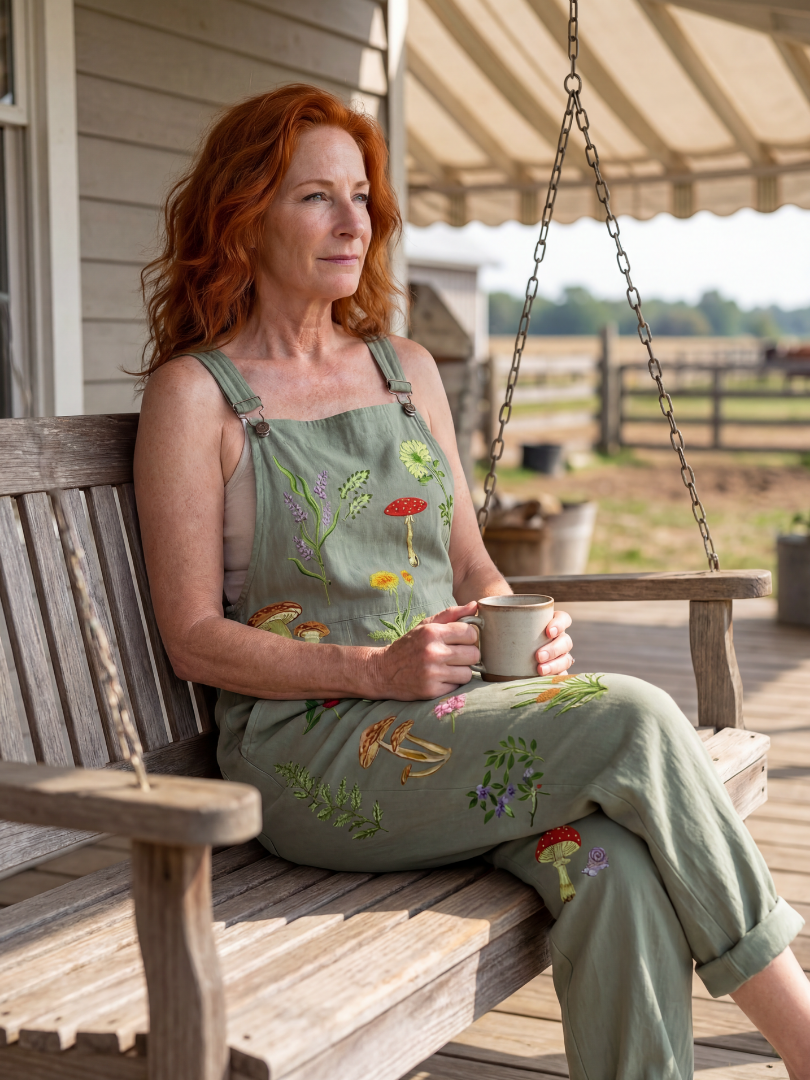 Amelie | Printed Wide-Leg Jumpsuit in Sage Green