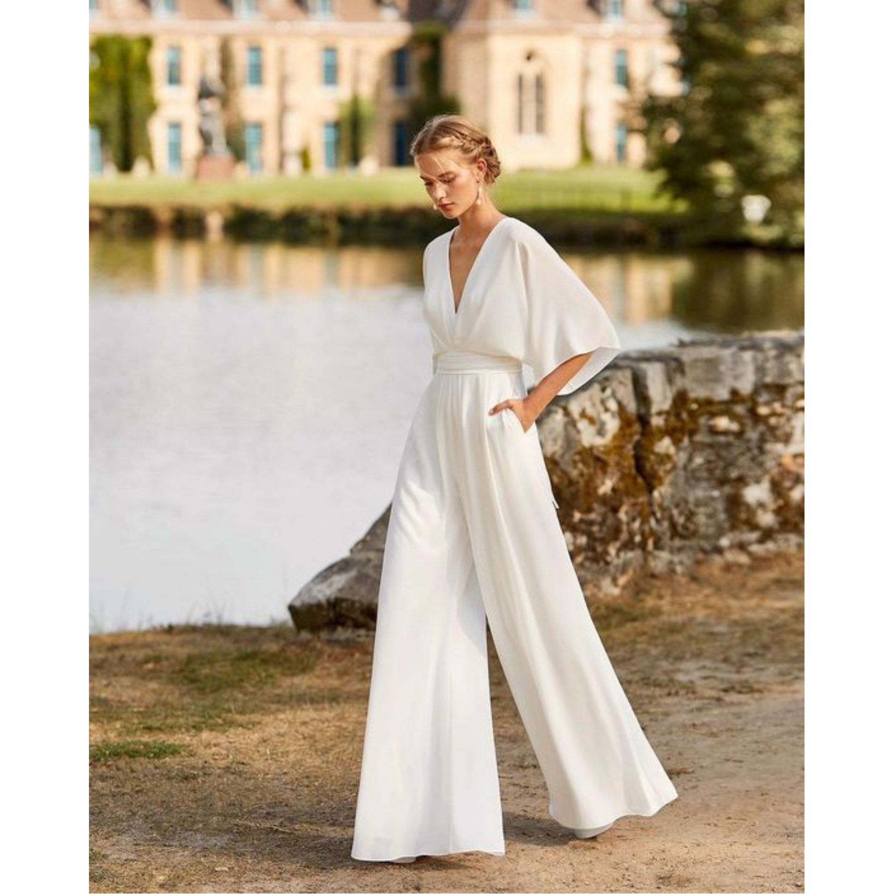 Celia | V-Neck Kimono Sleeve Wide-Leg Jumpsuit