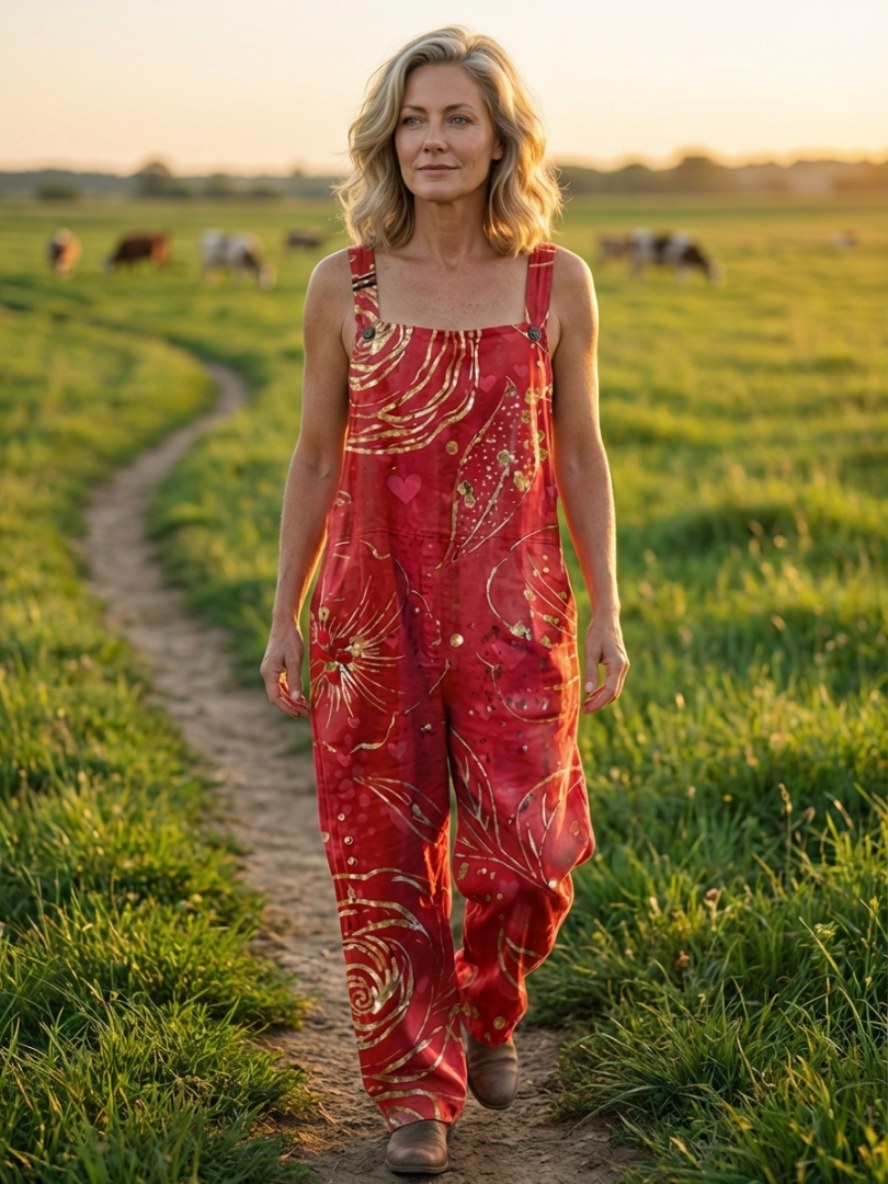 Beatrice | Relaxed Full-Length Jumpsuit in Red
