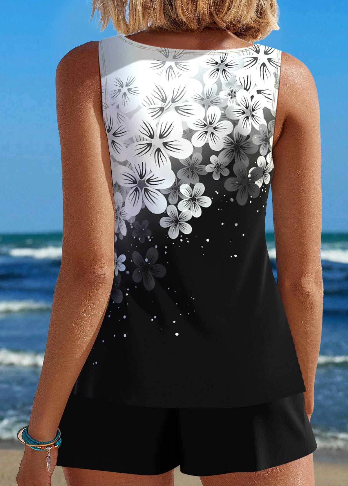 Darcy | Cut Out Striped Tankini Set with Swim Shorts