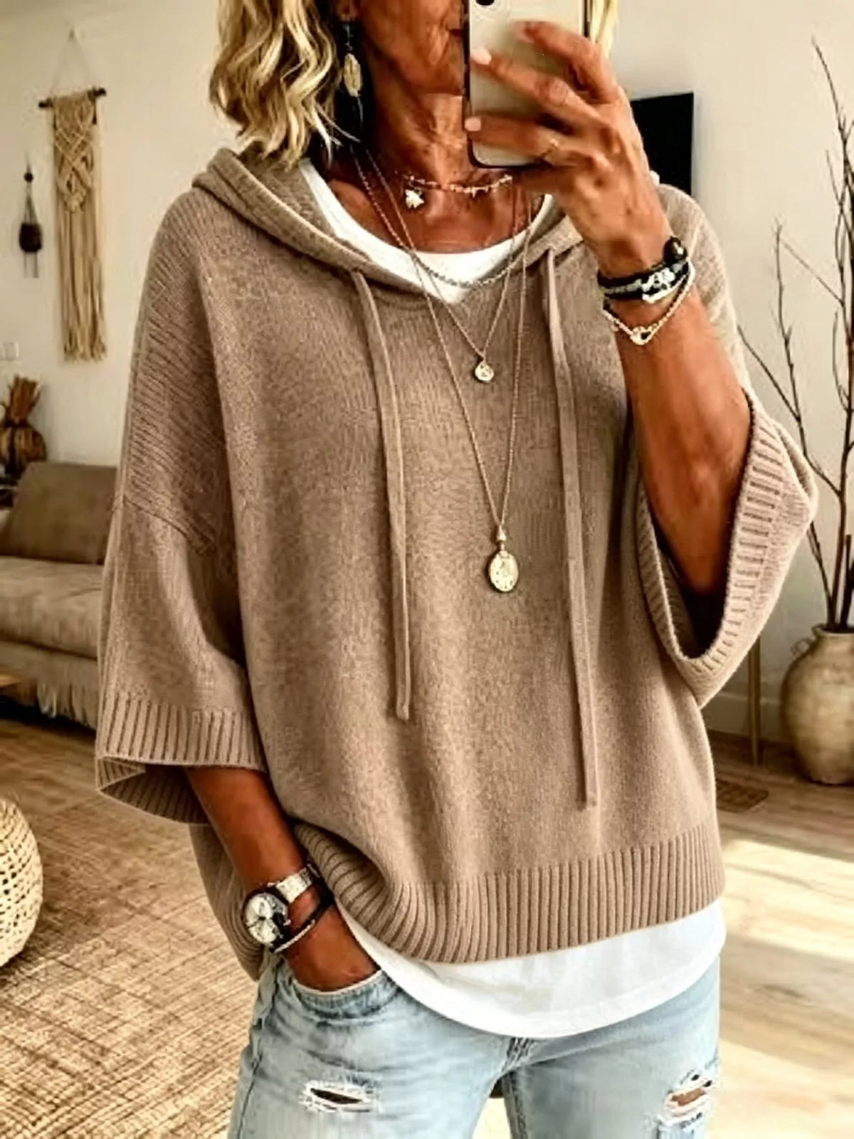 Lily | Casual Hooded Batwing Sleeve Knitted Jumper