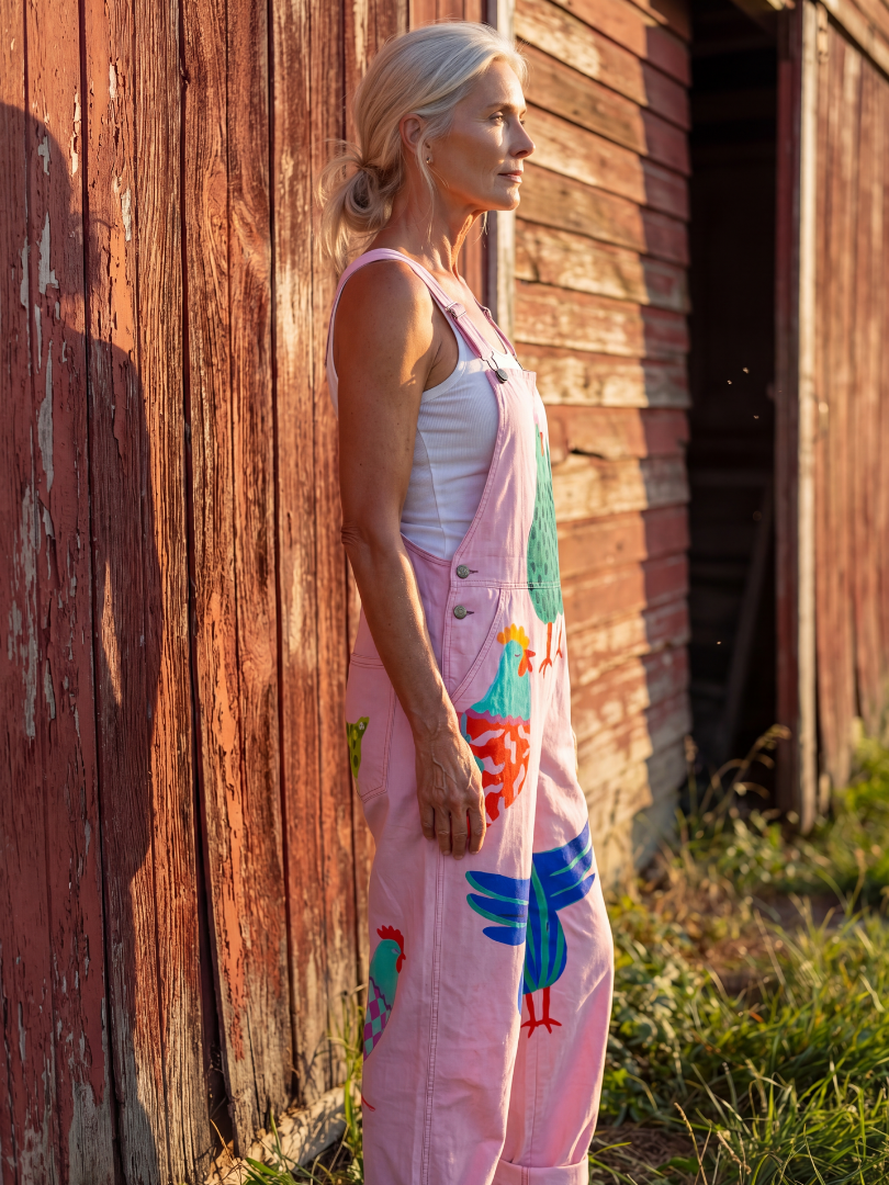 Sanna | Hen Motif Full-Length Jumpsuit