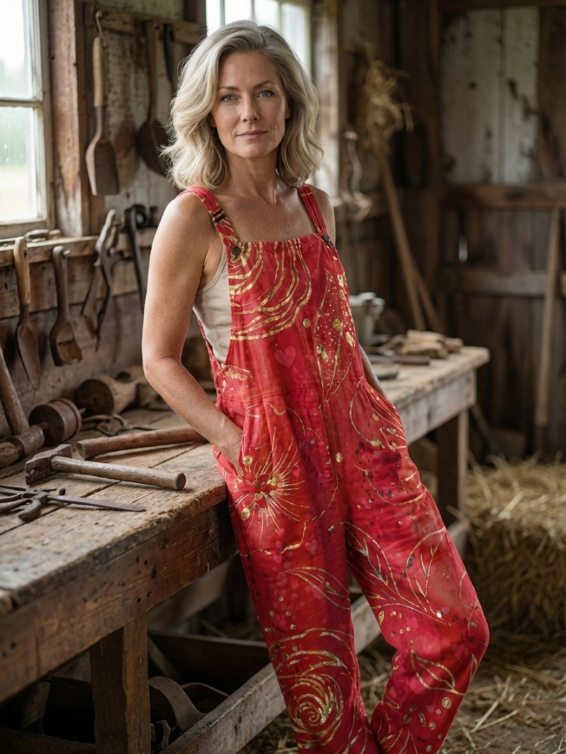 Beatrice | Relaxed Full-Length Jumpsuit in Red