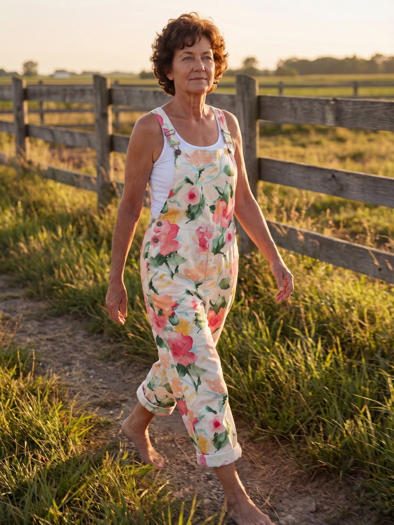 Cordelia | Floral Full-Length Jumpsuit with Relaxed Straight-Leg Fit
