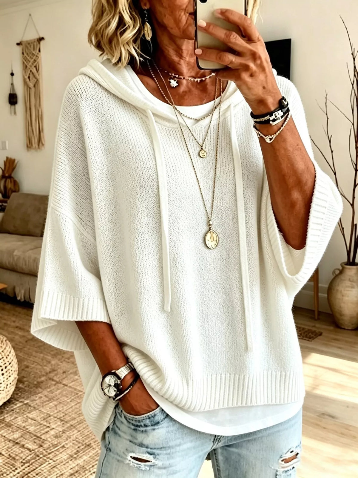 Lily | Casual Hooded Batwing Sleeve Knitted Jumper