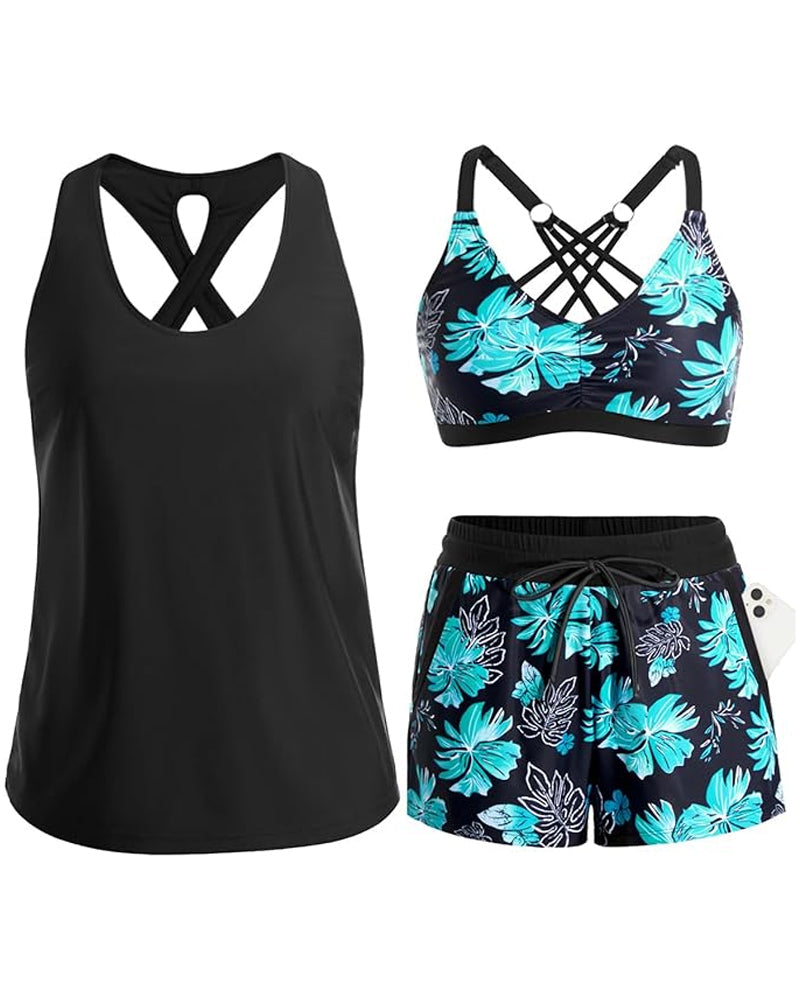 Maren | Three-Piece Tankini Bikini & Cover-Up Set
