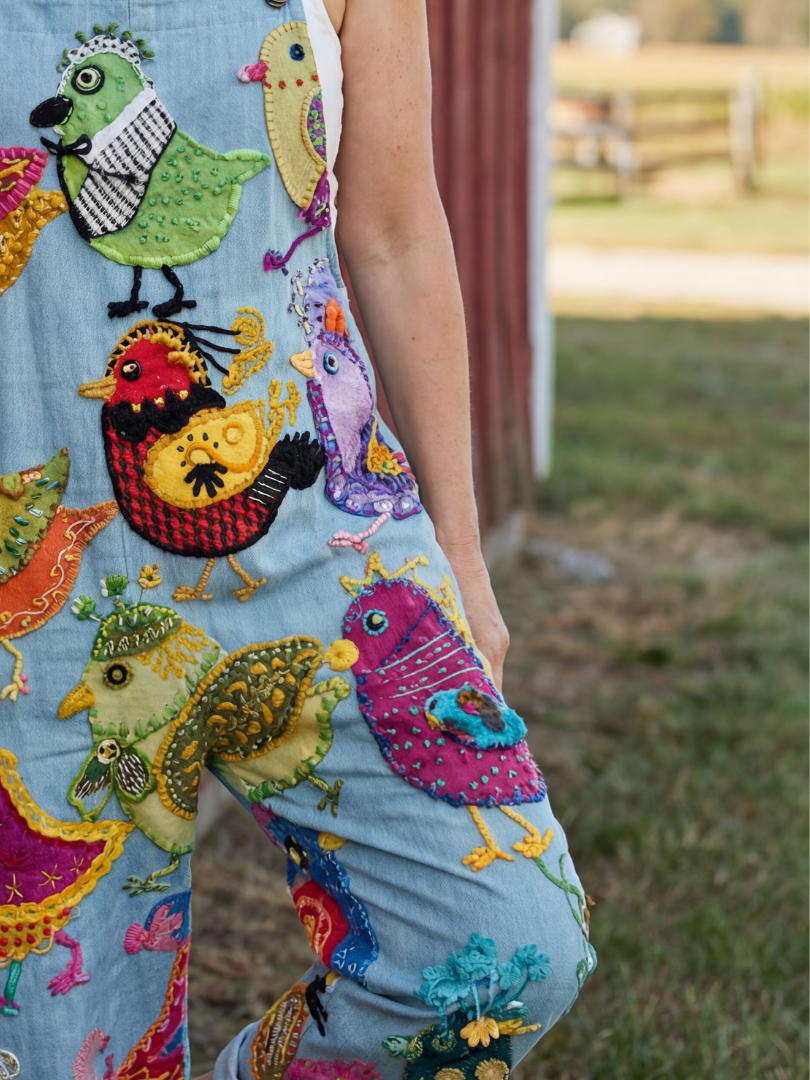 Aurea | Artisan Strap Embroidered Jumpsuit in Sky Blue