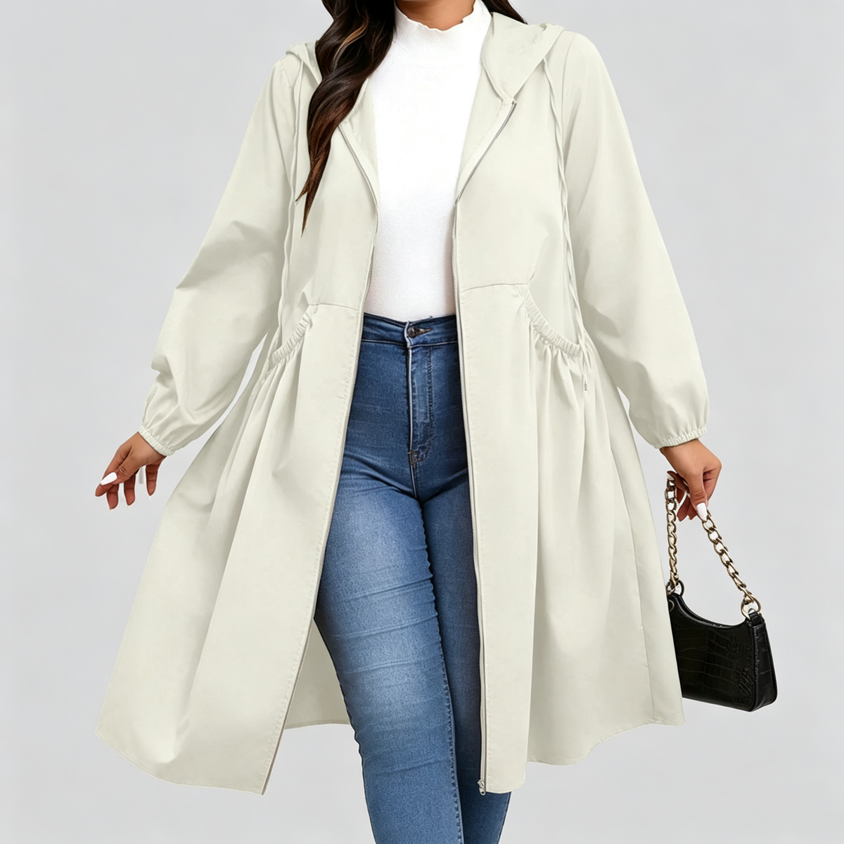 Daisy | Curve-Cinching Hooded Windbreaker Coat