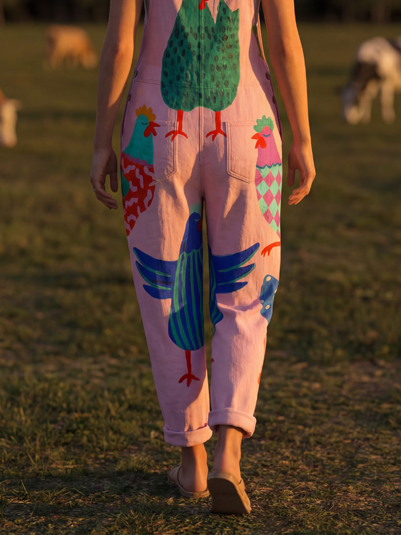 Sanna | Hen Motif Full-Length Jumpsuit