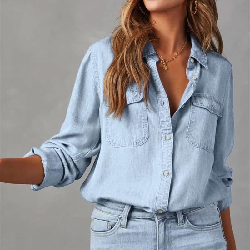 CELESTE BUTTON DENIM TOP