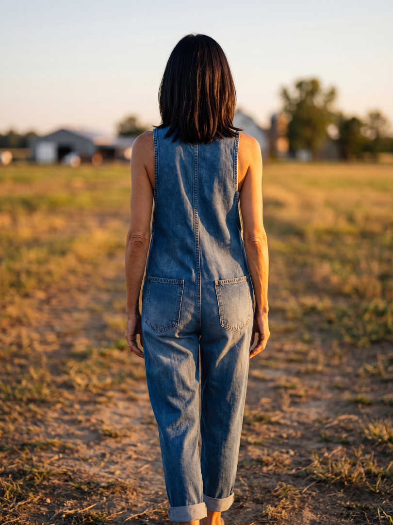 Clementina | Rooster Print Relaxed Wide-Leg Jumpsuit in Navy