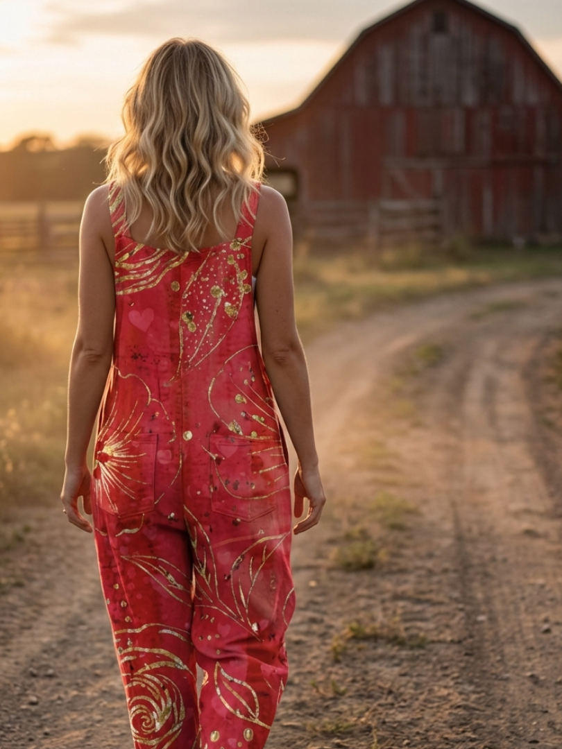 Beatrice | Relaxed Full-Length Jumpsuit in Red