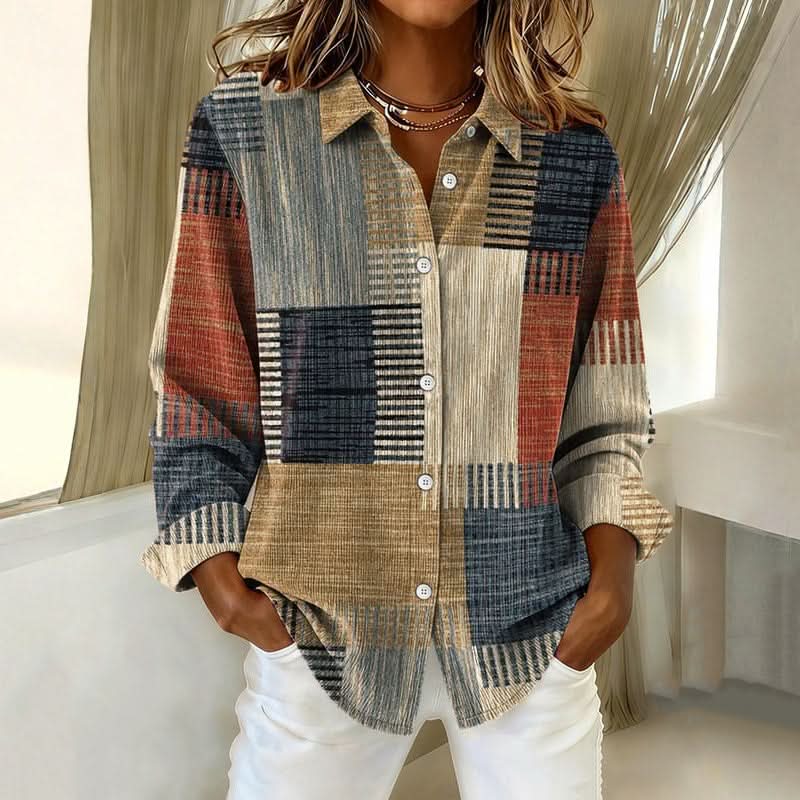 RETRO COLOR BLOCK BLOUSE