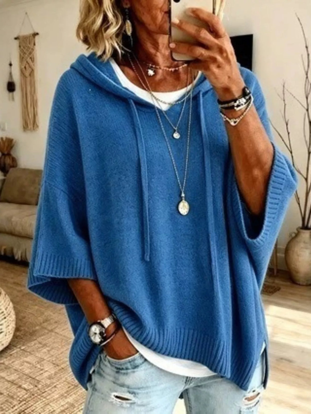 Lily | Casual Hooded Batwing Sleeve Knitted Jumper