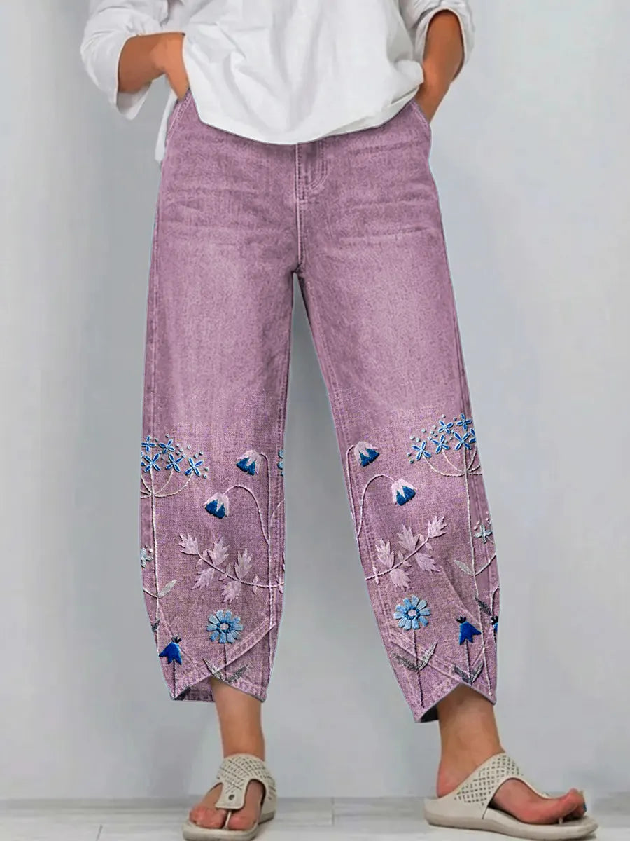 Mirabelle | Floral embroidered trousers