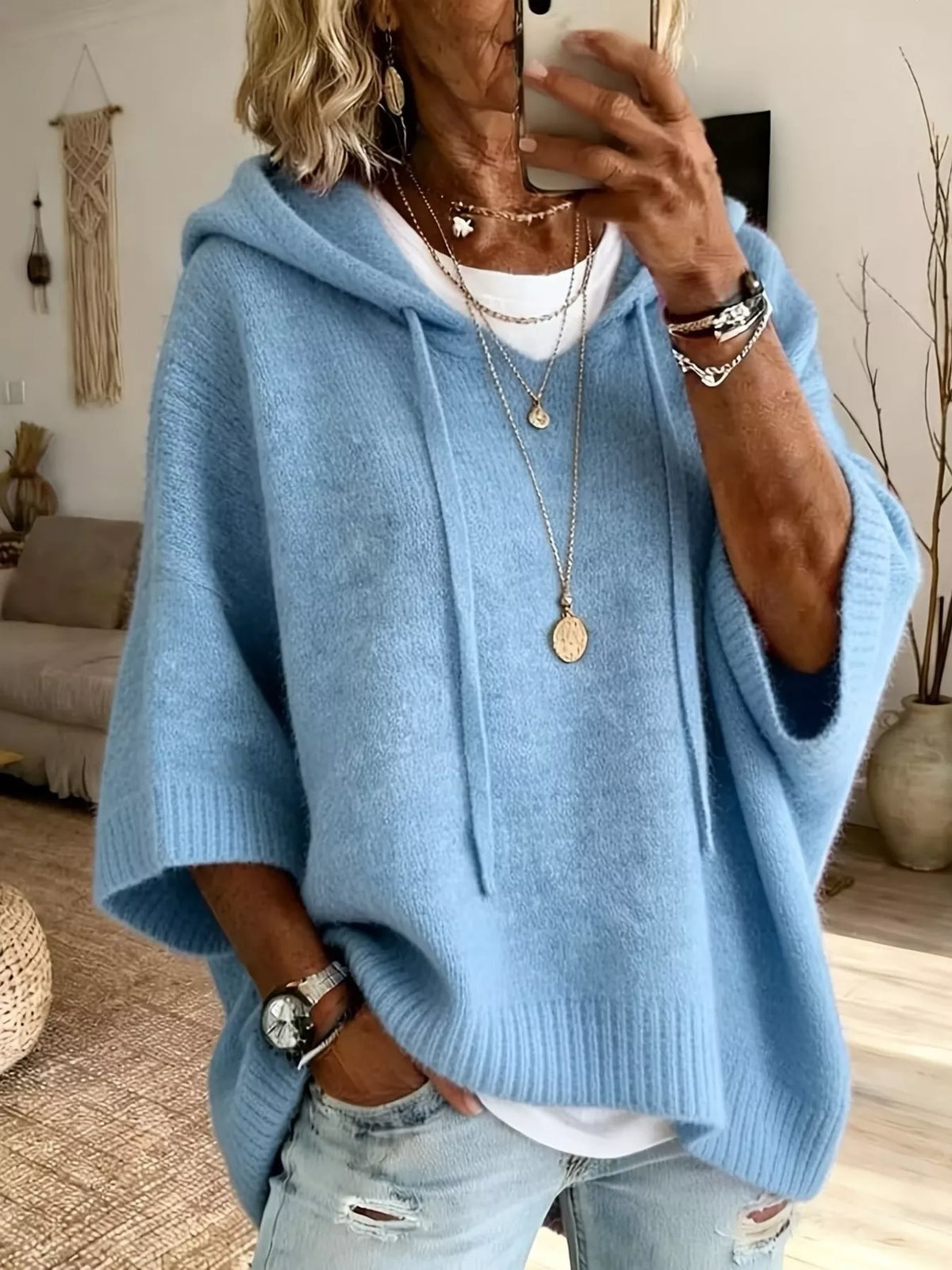 Lily | Casual Hooded Batwing Sleeve Knitted Jumper