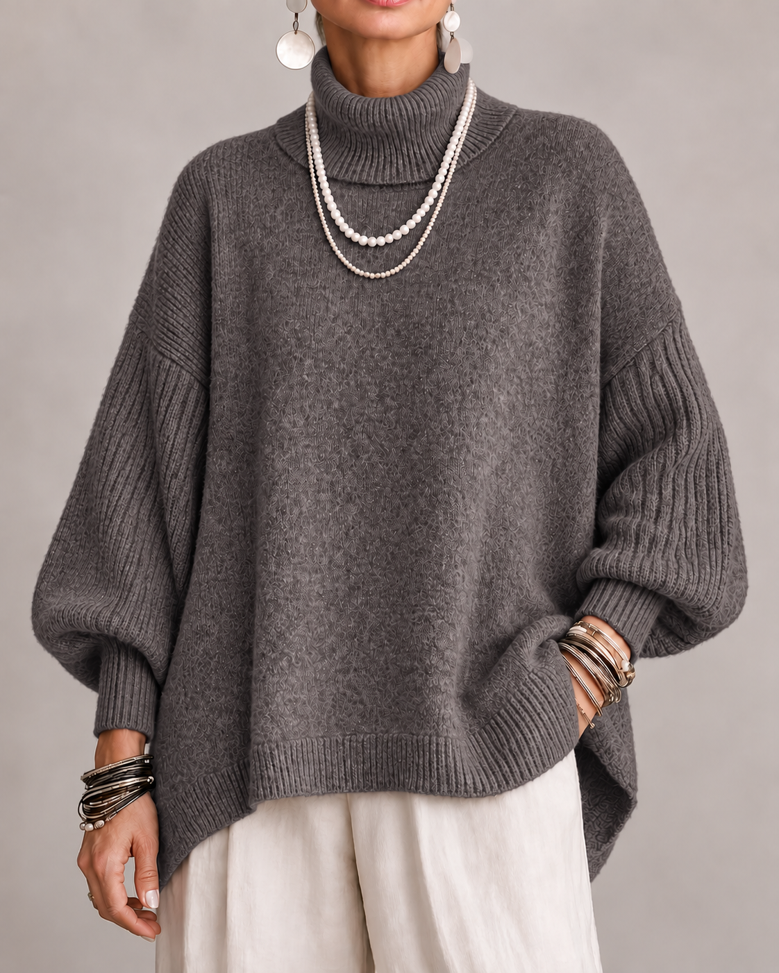 OTTOLINE | Oversized Roll-Neck Knitted Jumper