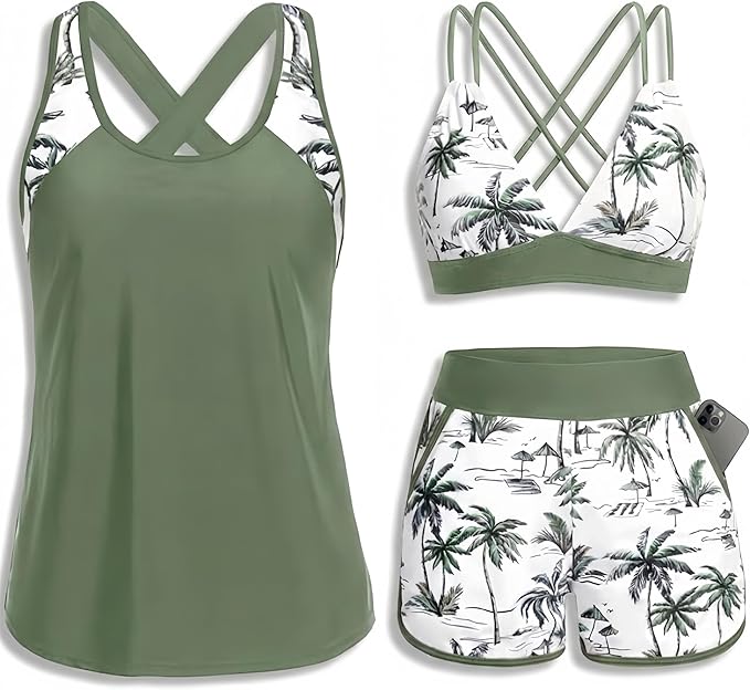 Talia | Three-Piece Crossback Tankini Set