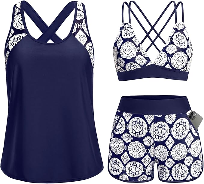 Talia | Three-Piece Crossback Tankini Set