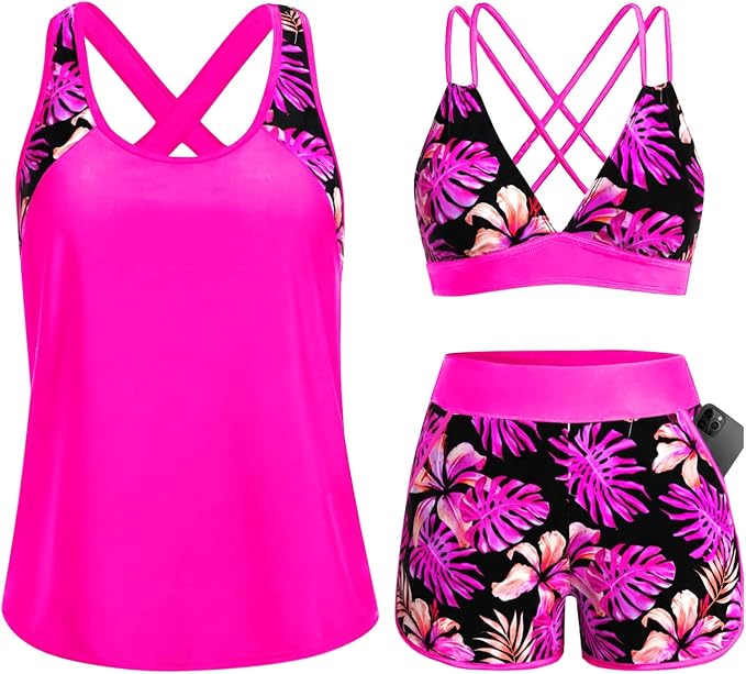 Talia | Three-Piece Crossback Tankini Set