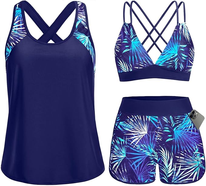 Talia | Three-Piece Crossback Tankini Set