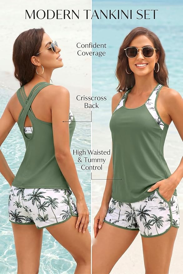 Talia | Three-Piece Crossback Tankini Set
