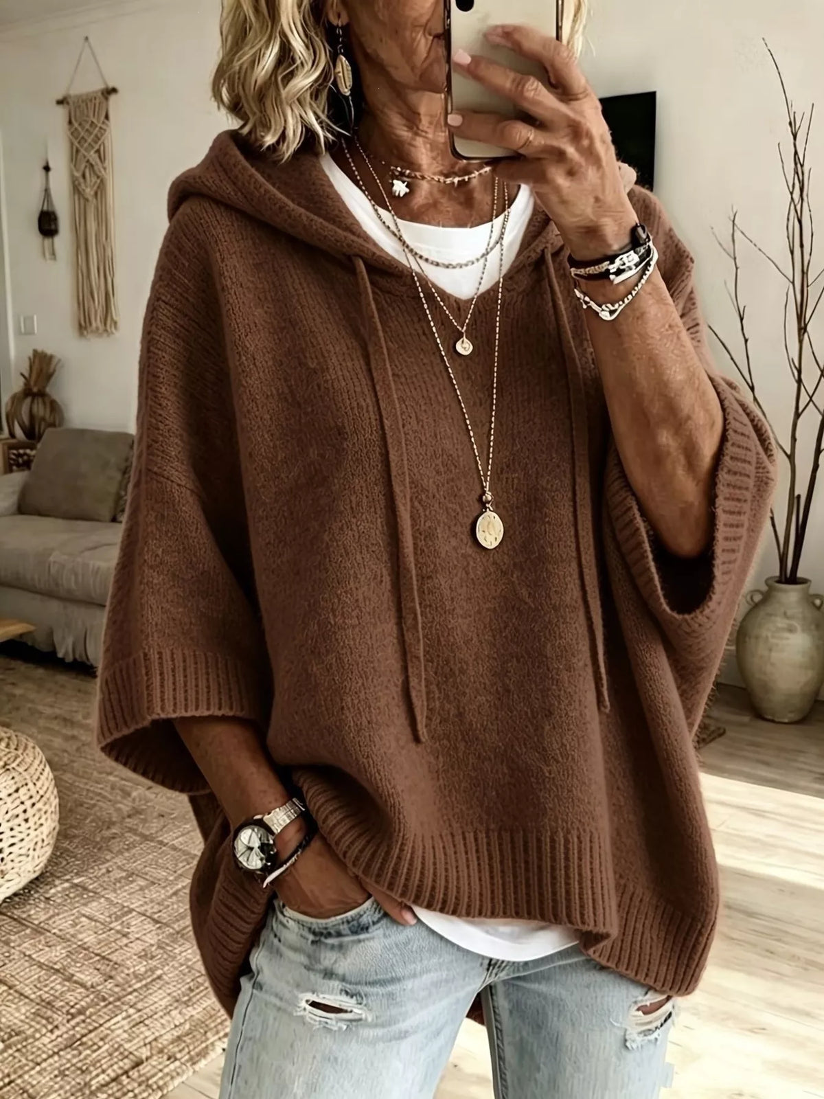 Lily | Casual Hooded Batwing Sleeve Knitted Jumper