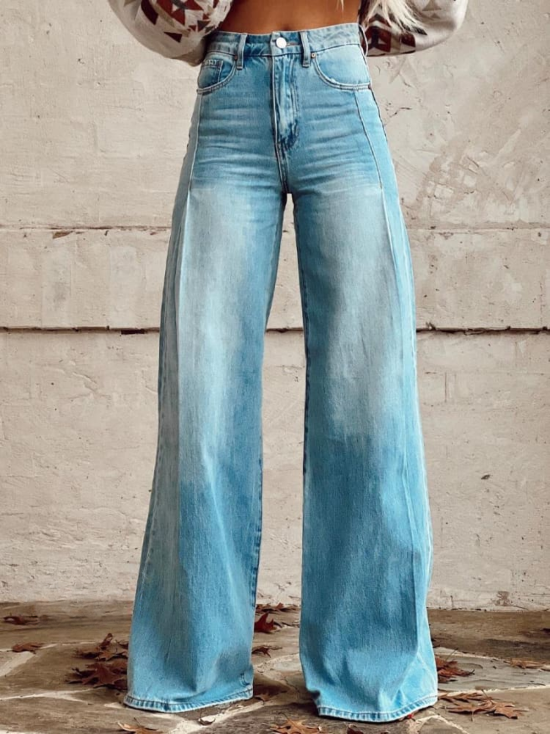Léa | Retro Chevron Print High-Waist Wide-Leg Jeans