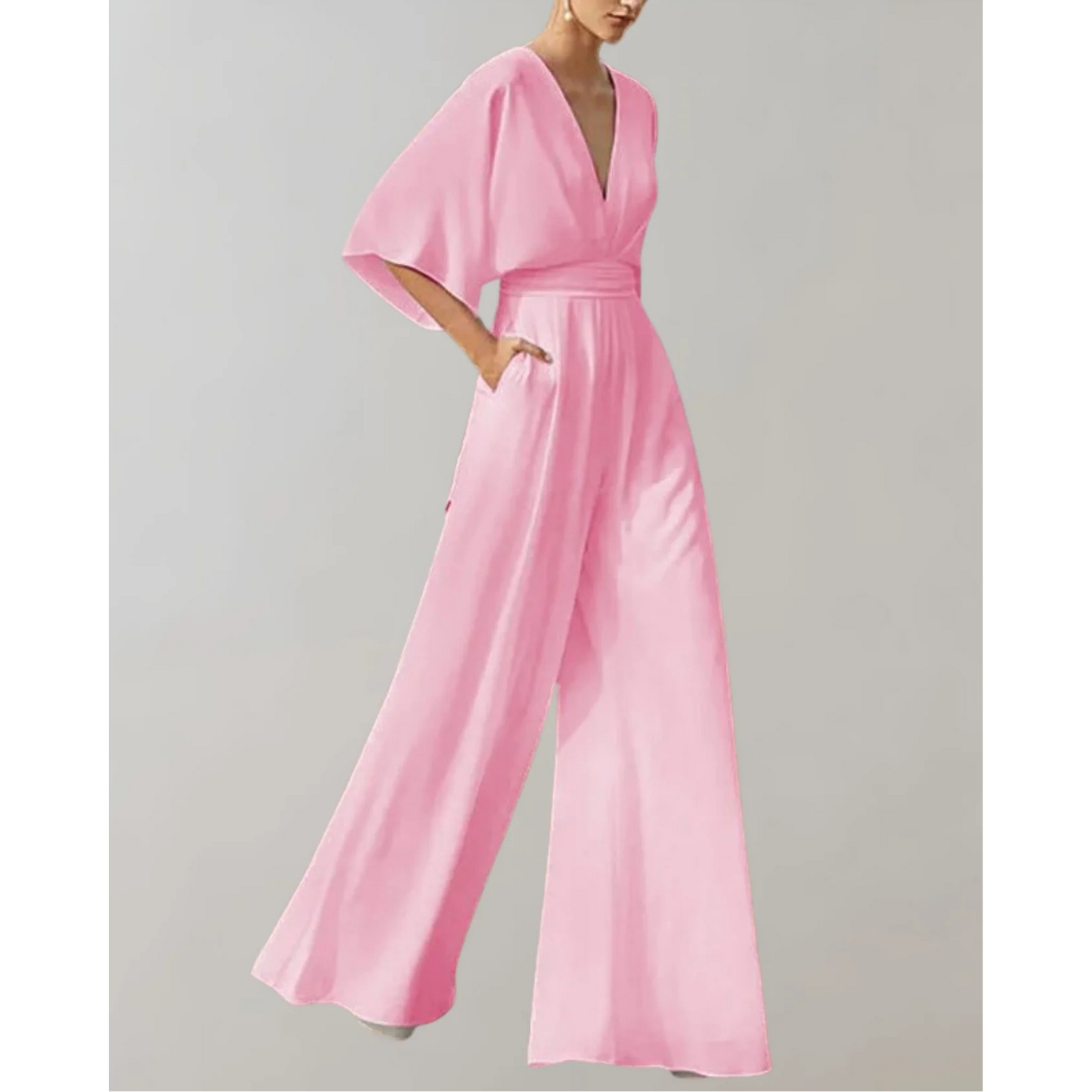 Celia | V-Neck Kimono Sleeve Wide-Leg Jumpsuit
