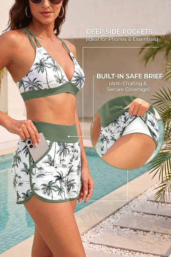 Talia | Three-Piece Crossback Tankini Set