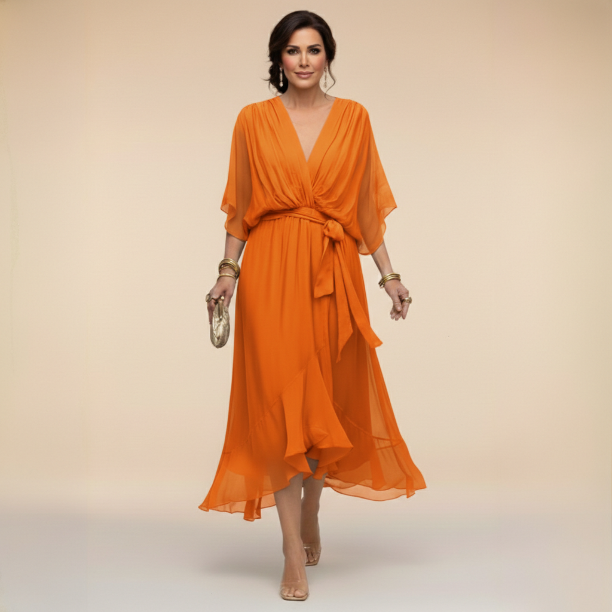 ELENA FLOWING V-NECK DRESS