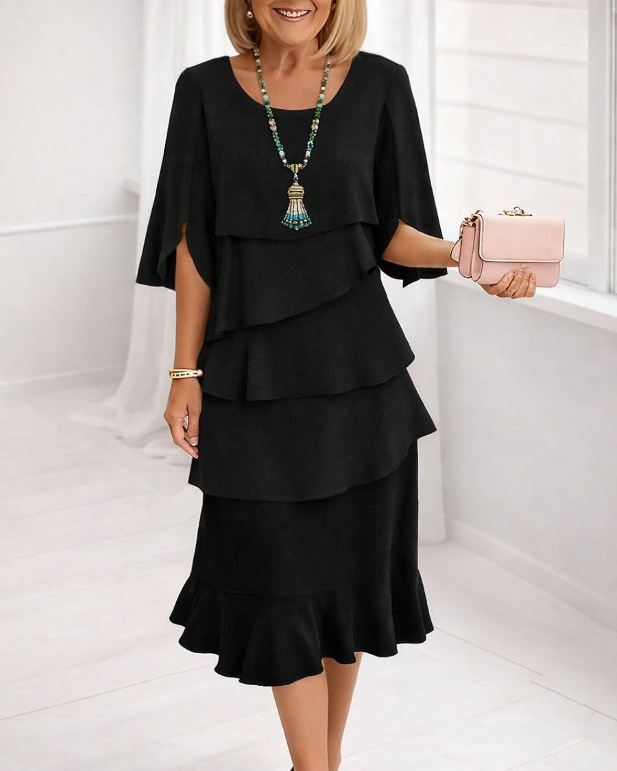 IRIS RUFFLE MIDI DRESS
