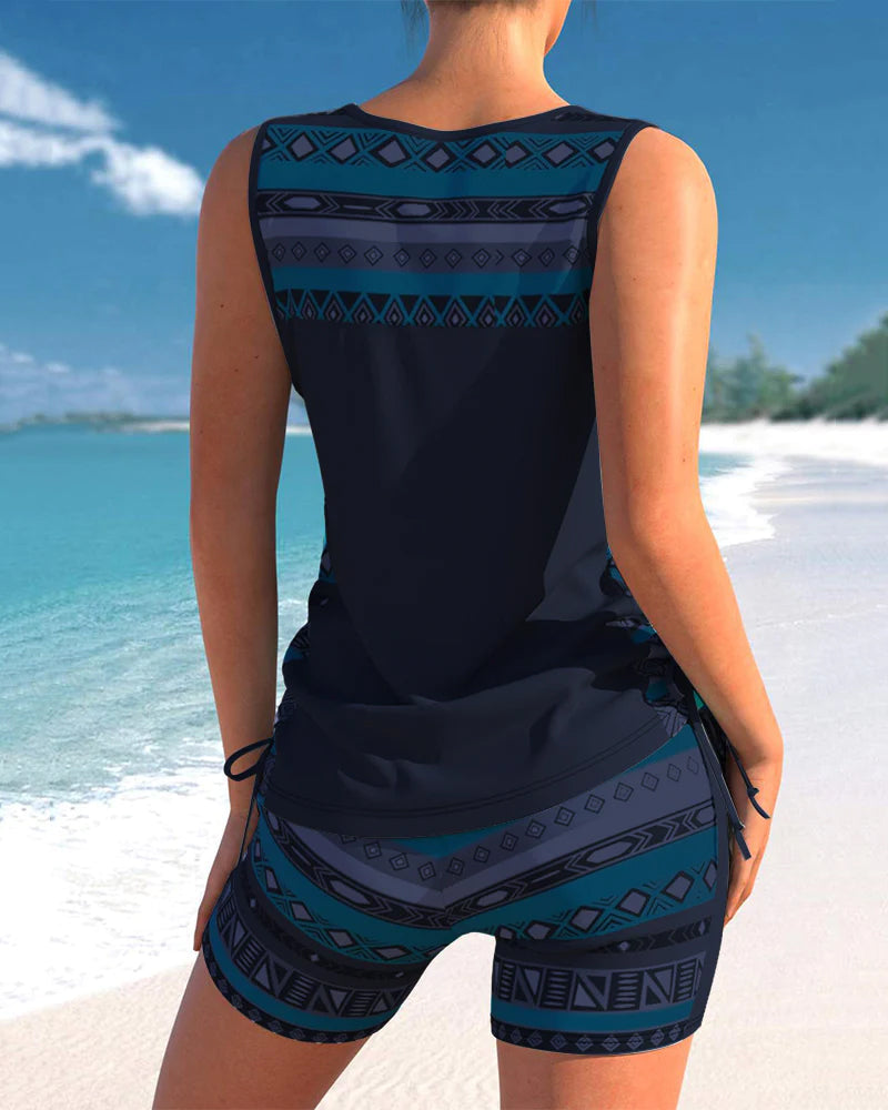 Sharel | Geometric Print Tankini Set