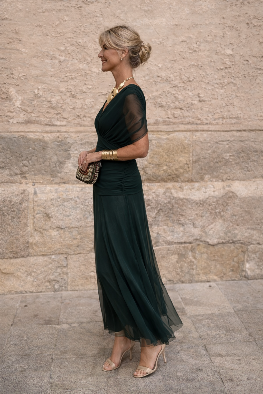 GRACEFUL V-NECK PARTY DRESS