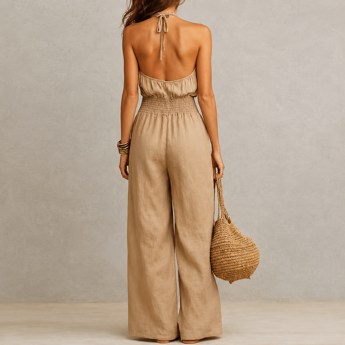 Gaia | Halter Neck Jumpsuit with Defined Waist